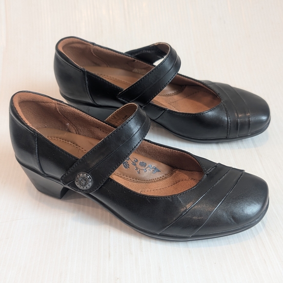 EARTH Elara Black Leather Mary Jane Heels Size 9 - Picture 2 of 10